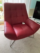 Zuri brand. "Medici" contemporary accent designer chair in red top grain leather