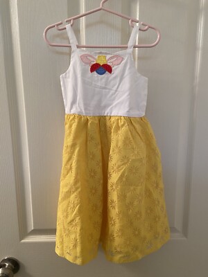 Margherita Kids Yellow Bug Daisy Maxi Dress Girls Size 18-24 Months NWT