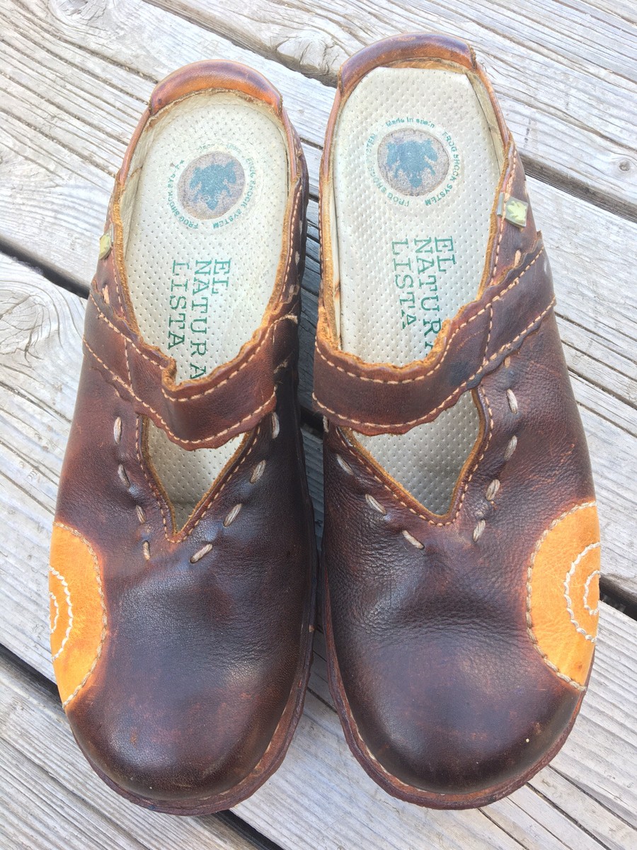 El Naturalista Brown Orange Clogs Yggdrasil Shoes Size 36 EUR 7.5