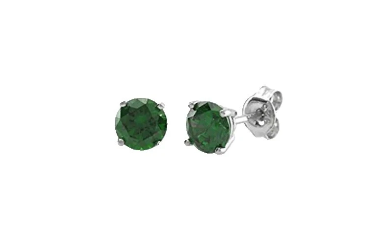 Cubic Zirconia rodio plateado Stud Pendientes de Moda