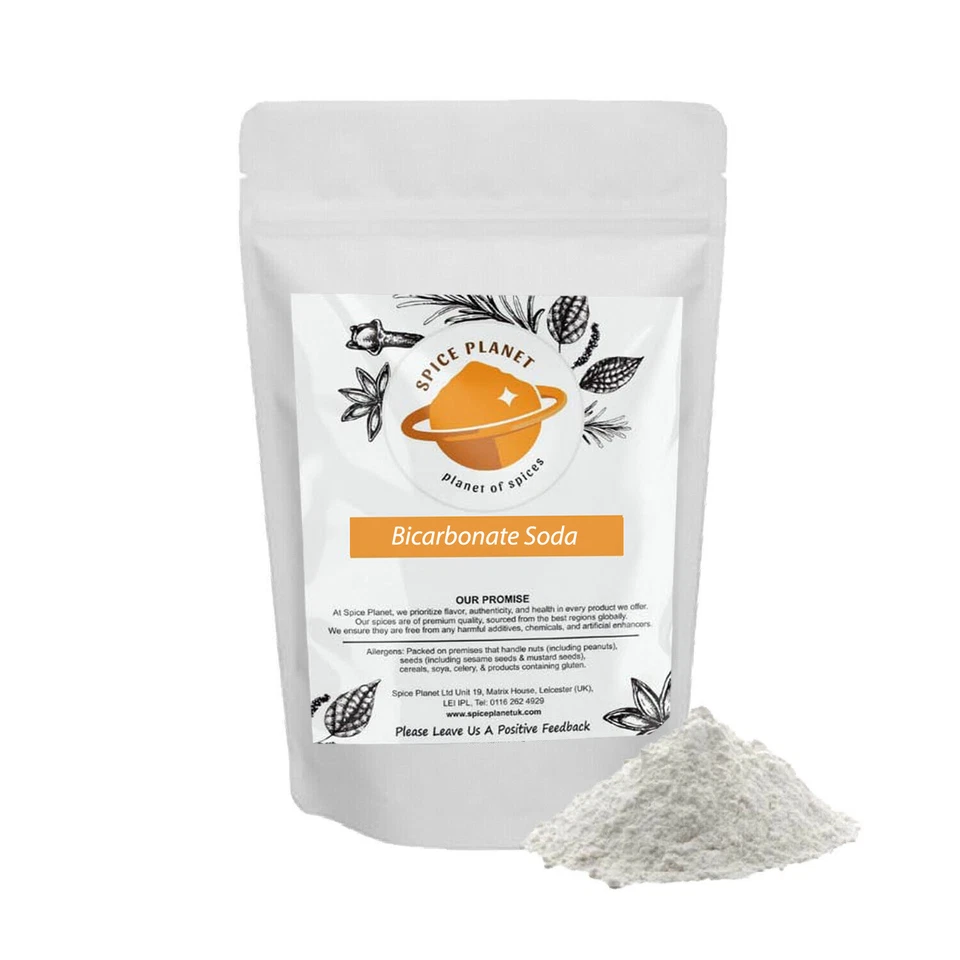 SPICE PLANET Bicarbonate Soda Sodium Bicarb Baking Soda powder Food Grade E500 Free UK P&P