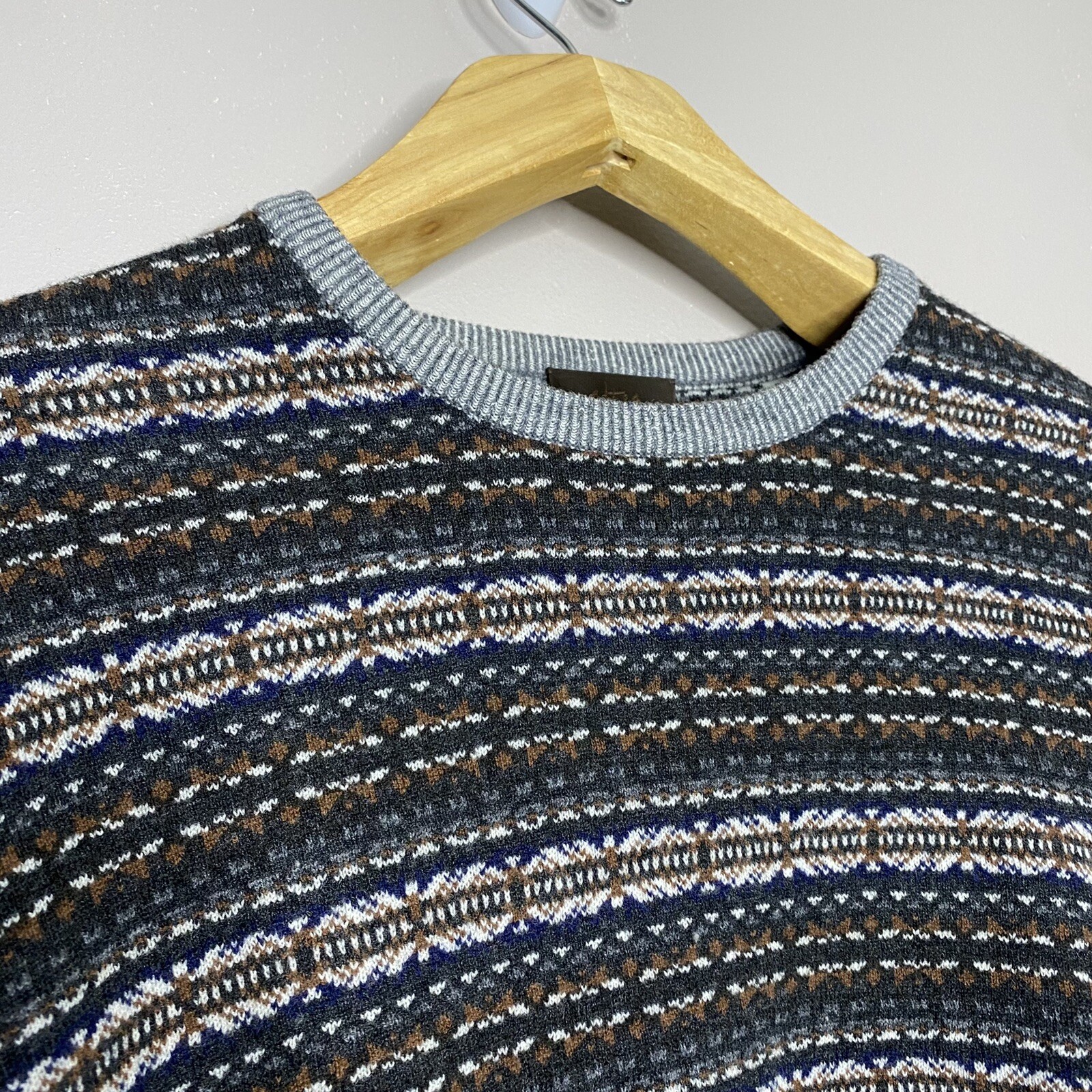 Altea instarsia 100% Wool Crew Neck knit sweater Men’s Size US XL