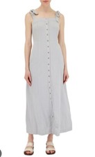 Faherty Maxi Dress Size Medium Pale Blue Organic Cotton Gauze Button Down
