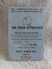 Bumbershoot 13th Annual Arts Festival stub (Sept. 3, 1983) Seattle, WA used