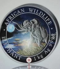 2016 Somalia 1 kilo Silver Elephant Coin 2000 Shillings 32.15 Ounces of  Silver