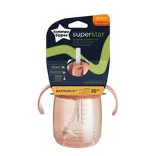 Tommee Tippee Superstar Weighted Straw Cup for Toddlers  10oz, 6 Months, Pink
