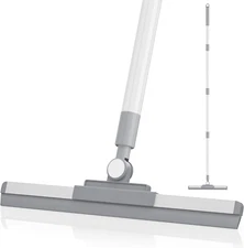 Floor Squeegee with 180° Rotating Head, Squeegee for Floor with 52'' Long Handle