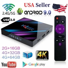 H96 Max Android 9.0 Smart TV Box 64G Quad Core 4K HD 5.8GHz WiFi Media Player US