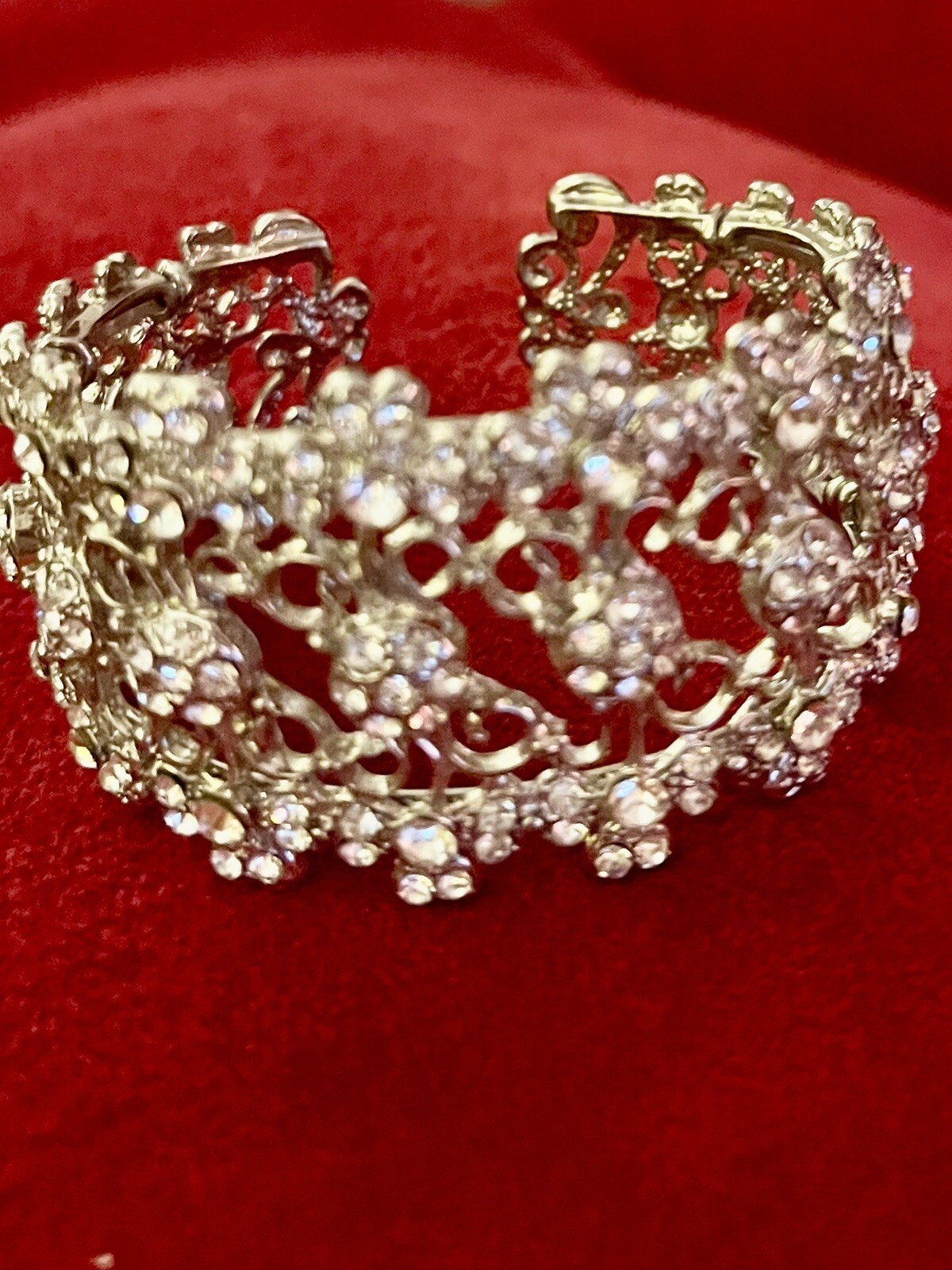 Silver 3 Layer Rhinestone Cuff - image 5