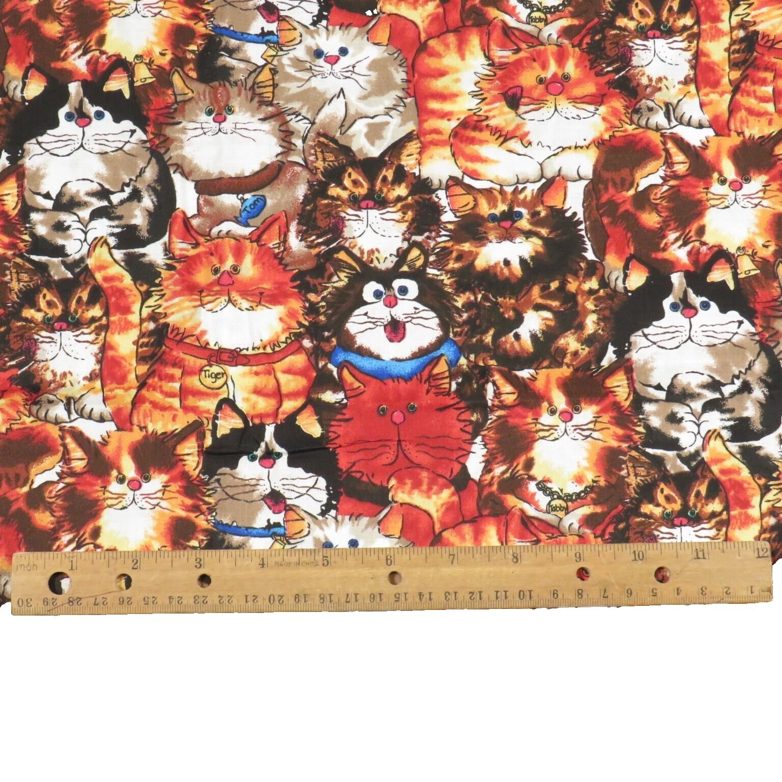 Cat with Antique/Vintage Craft Fabrics