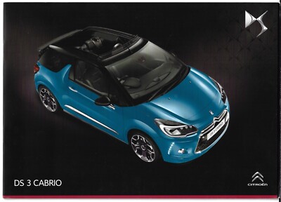 Citroen DS 3 Cabrio 2014-2015 UK Markt Verkaufsprospekt Schild Style Dire Sport