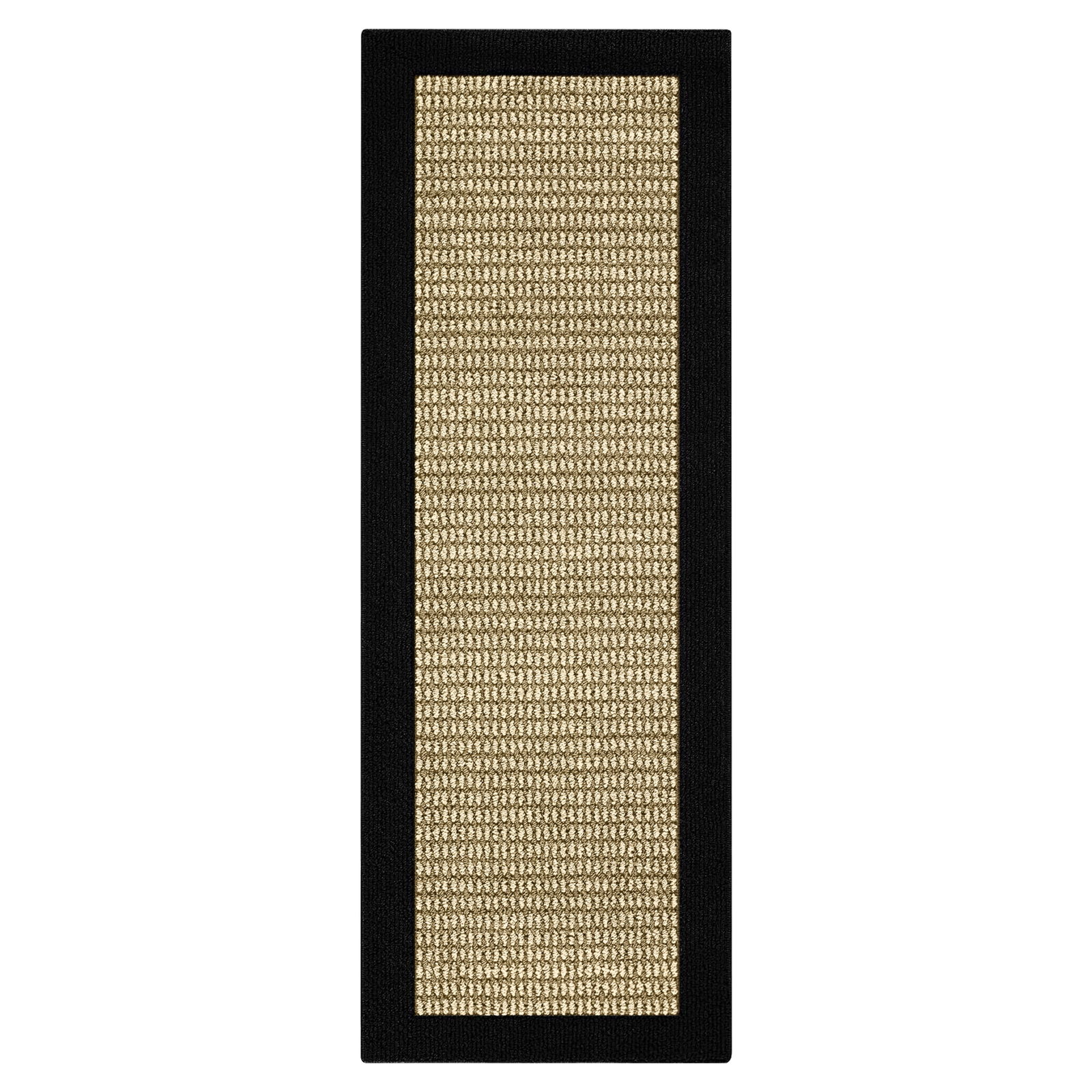 Faux Sisal Olefin Black Border Runner Rug 2x6 for Hallways