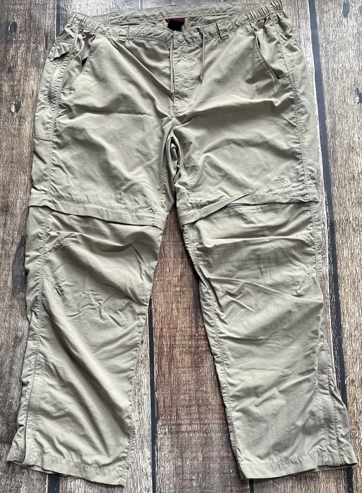 THE NORTH FACE CONVERTIBLE HIKING PANTS KHAKI BEIGE MENS XXL GREAT CONDITION