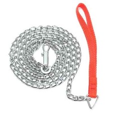 1.5m Heavy Duty Metal Chain Harness Dog Red Collar Nylon Handle Training Leash