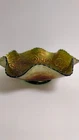 Vintage 30's Fenton Carnival Glass Crimped Bowl Captive Rose Pattern