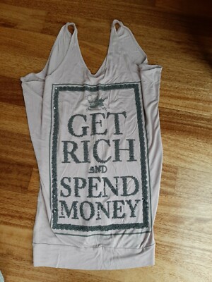 T-Shirt MNG MANGO Damen Top Hemd Shirt M 38 40 rosa grau Samt Pailetten GET RICH
