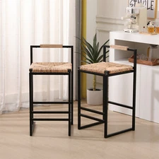 Set of 2 Bar Stools Modern Counter Height Bar Stools Kitchen Dining Chairs US