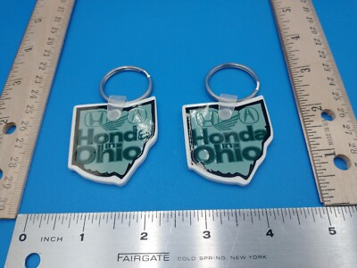 #ad 2 Rubber Keychains Advertising #x27;Honda in Ohio#x27; Ohio Shaped #1071 $7.50