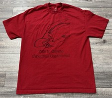 Y2K Wile E Coyote Looney Tunes Shirt Mens Size XL Red Warner Bros Short Sleeve