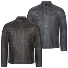 Lederjacke Herren Jacke echt Leder Rock Creek Herren Bikerjacke H-383