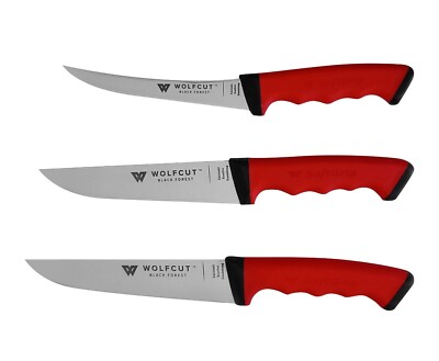 WOLFCUT Messer Set 3-tlg. - Ausbeinmesser, Stechmesser, Fleischermesser SOFT