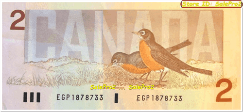 CANADA 1986 CROW THIESSEN SIGNATURE $2 DOLLAR PREFIX EGP1878733 QUEEN BANKNOTE - Picture 2 of 3