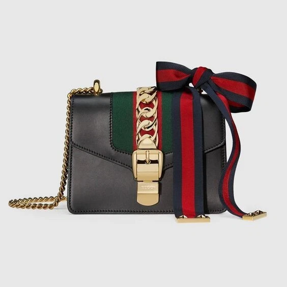 Gucci Black Small Sylvie Shoulder Bag Gold Hardware Available For