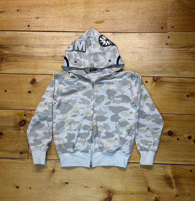 Men's White BAPE City Camo Shark Full Zip Hoodie - Medium | eBay