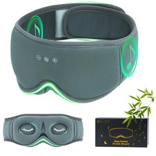 Bamboo Cotton Large Sleep Mask with Bluetooth Wireless Headphones - Blackout ...
