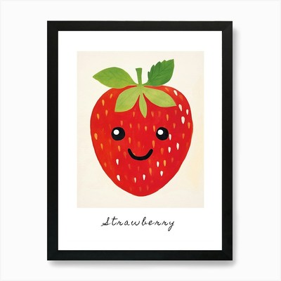 Friendly Kids Erdbeere 2 Poster Ein gerahmtes Wandbild Poster Leinwanddruck Bild