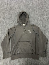 Vtg Abercrombie Fitch Hoodie Mens Medium Gray Moose Logo Pullover Sweatshirt
