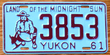 1961 Yukon License Plate Number Tag NICE PLATE!