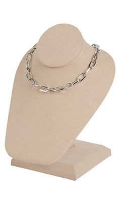 SSWBasics Khaki Faux Suede Necklace Display on Stand