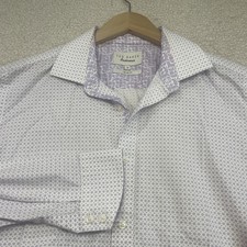 Ted Baker Dress Shirt Mens 16 Purple White Endurance Slim Fit Geometric Print
