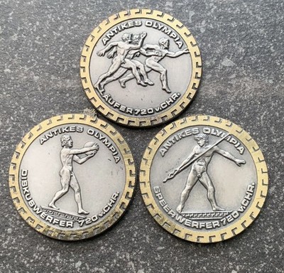 Set aus 3 Deutschland   Vintage Olympia-Gedenkmedaillen   SV Sinzheim