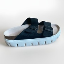 Papillio Birkenstock Womens 38 Arizona Chunky Black Suede Platform Sandals EUC