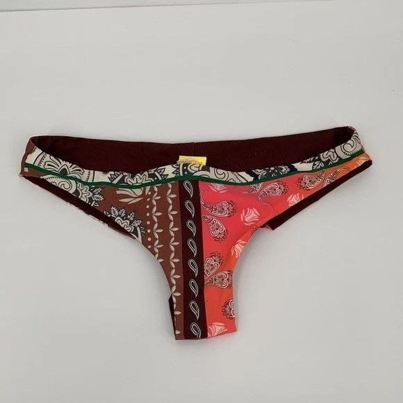 Agua Bendita Lola Free People Bikini Parte Inferior Natación tiro bajo Paisley Rosa Nuevo M Foto 2 de 4