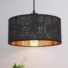 Frideko Light Shade-Modern Black Lampshade Ceiling Lights Gold Inner Dot Pattern
