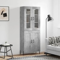 Highboard Betongrau Modern Wohnzimmer 69,5X34X180 Cm Holzwerkstoff