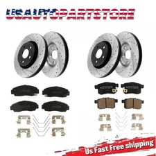 Front Rear Drilled brake Rotors Ceramic Brake Pads for Acura TSX Honda Accord