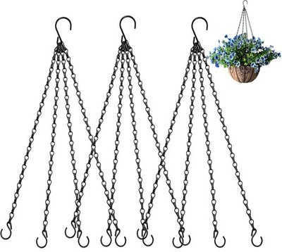 16-Inch Hanging Basket Chains with S Hooks - 3 Pack Plant Hangers