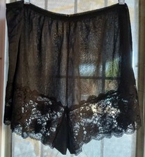 Vintage 50s Black Pettipants Bloomers Floral Lace Semi-Sheer Nylon Plus Size 4XL