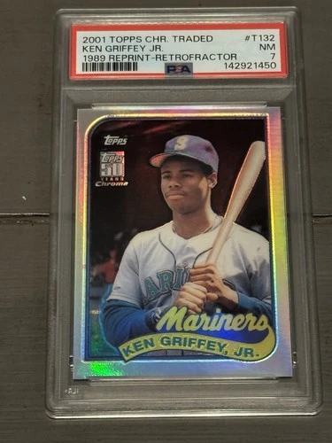 2001 Topps Chrome Traded Retrofractor Refractor #T132 Ken Griffey Jr PSA 7