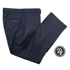 Mens 36 X 31.5 Versace Collection " Wool & Silk " Navy Multi Stripe Trousers