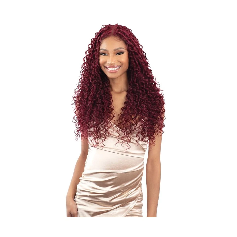 Peluca Shake-n-go 13x5 Hd trenzada de encaje entero sin pegamento - Caja boho brumosa 24" Foto 4 de 4