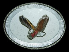 TE09103 VINTAGE 1980s BALD EAGLE WESTERN COWBOY BELT BUCKLE