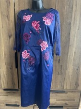 NWT Kaleidoscope Navy Blue Floral Lace Sleeve Midi Dress Wedding Evening 14