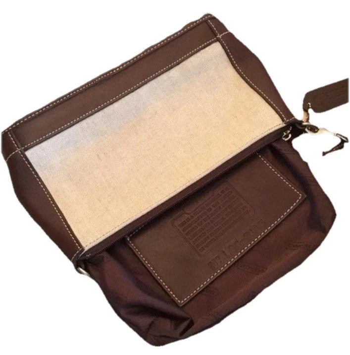 Bolso de mano Coach vintage de lino y cuero con juego de inserciones a juego Foto 3 de 3