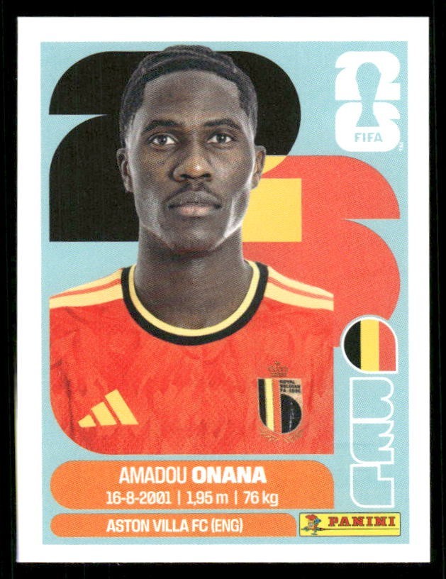 2026 USA Fifa World Cup Panini Sticker AMADOU ONANA Belgium BEL10