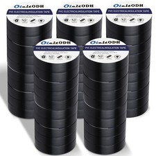 50 Pack Electrical Tape 3/4 in x 66 ft Black Waterproof Vinyl Insulation 600V Wi